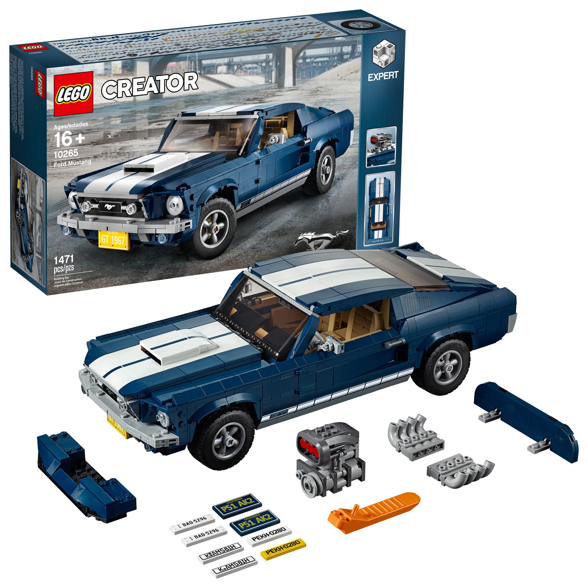 LEGO Creator Expert Ford Mustang 10265 Building Kit - 1471-Piece Collector's Model Car with Detailed Interior & V8 Engine | Perfect for Home Office Display, Gifts for Adults & Teens | Great for Car Enthusiasts & LEGO Fans