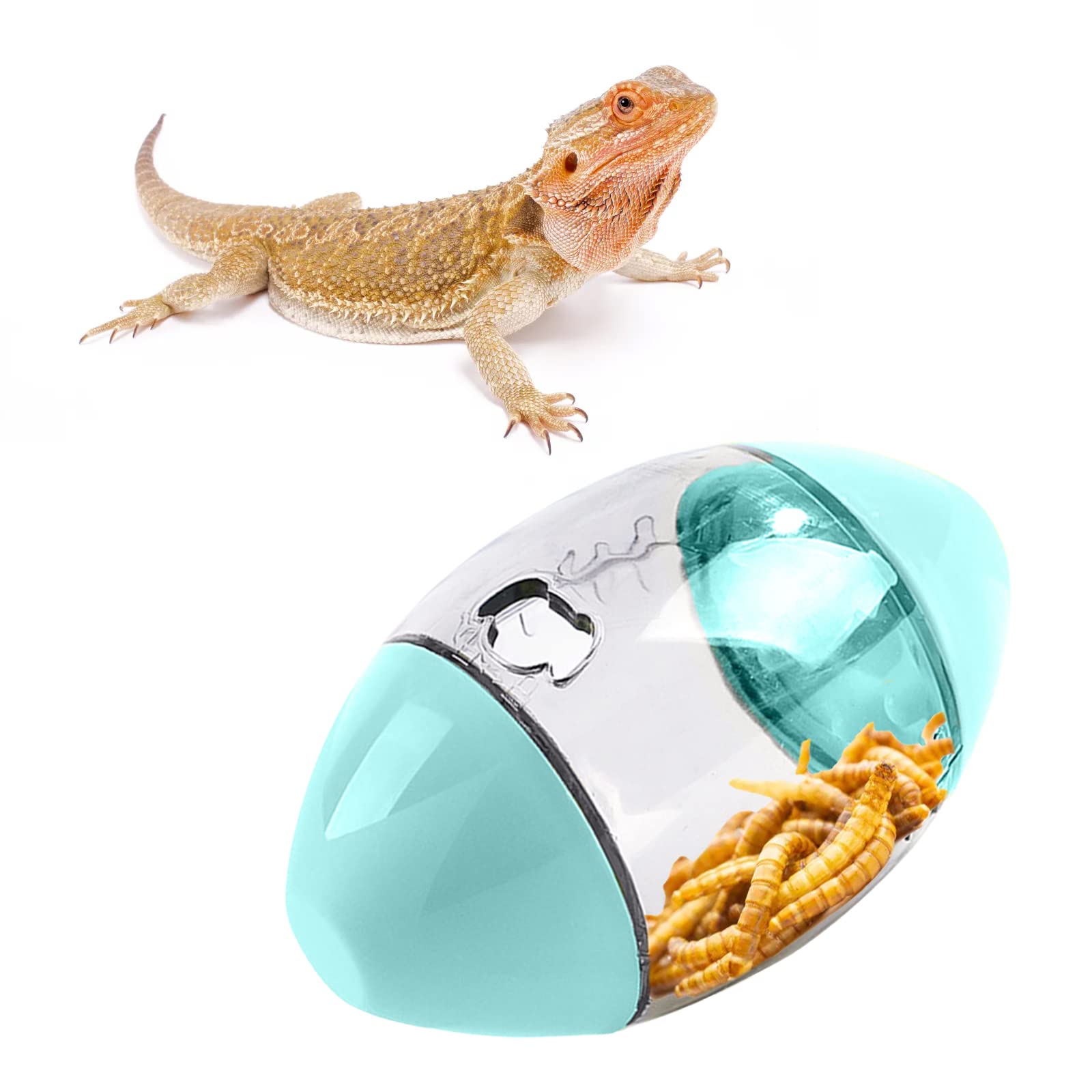 Interactive Reptile Enrichment Toys - Rugby Shaped Feeder for Bearded Dragons, Lizards & Geckos | Stimulating Play & Feeding Activity for Small Pets | Perfect for Cage Entertainment & Natural Hunting Instincts
