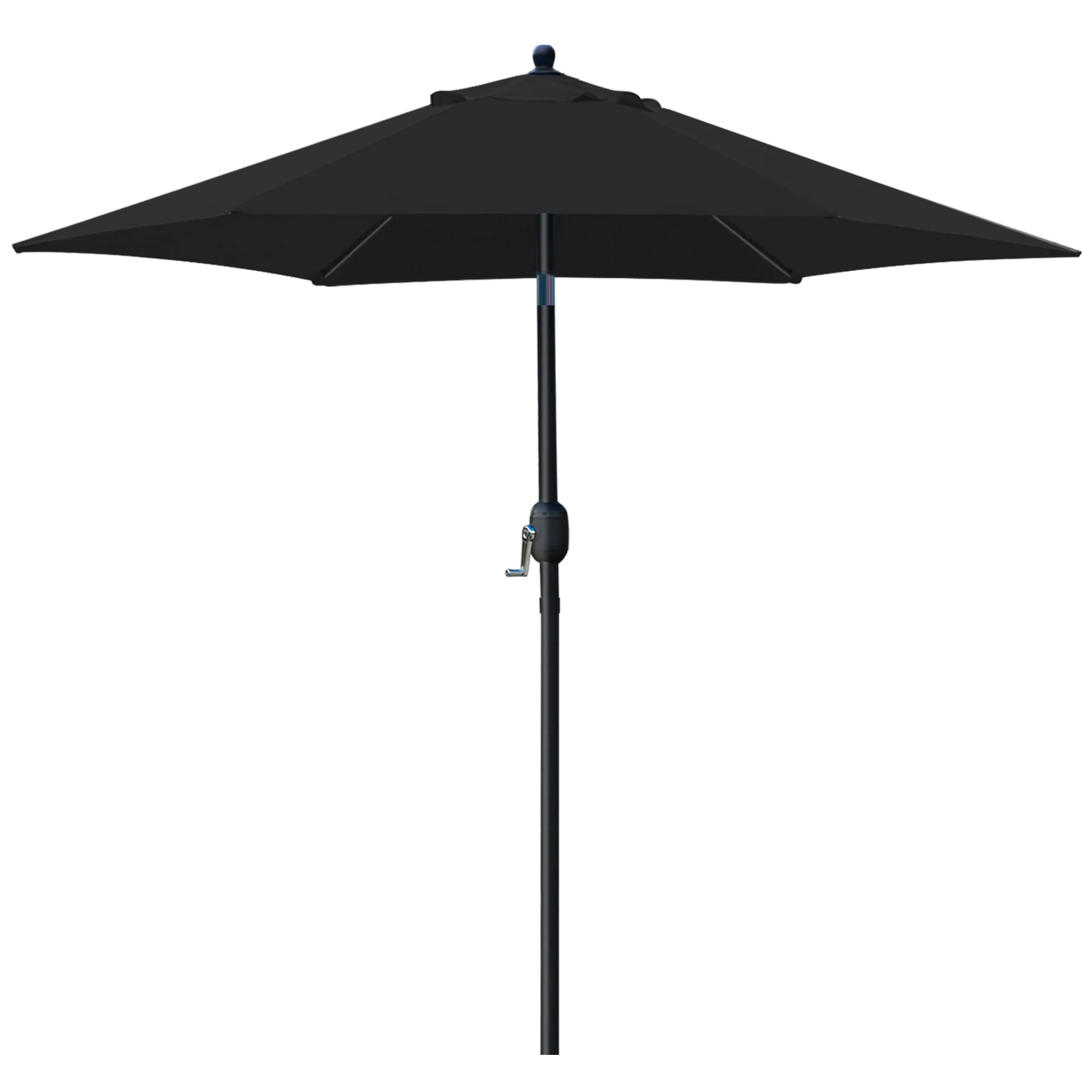 Sunnyglade 7.5 Foot Black Patio Umbrella with Push Button Tilt & Crank - Heavy Duty 6-Rib Outdoor Market Umbrella for Garden, Poolside, Restaurant & Backyard Dining