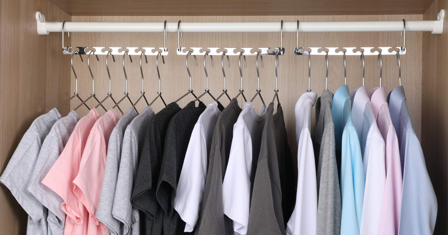 Magicool Hanger 12 Pack - Metal Cascading Closet Organizer for Shirts, Pants & Bras - Space Saving Clothes Hangers for Wardrobe Organization (Perfect for Small Closets & Dorm Rooms)