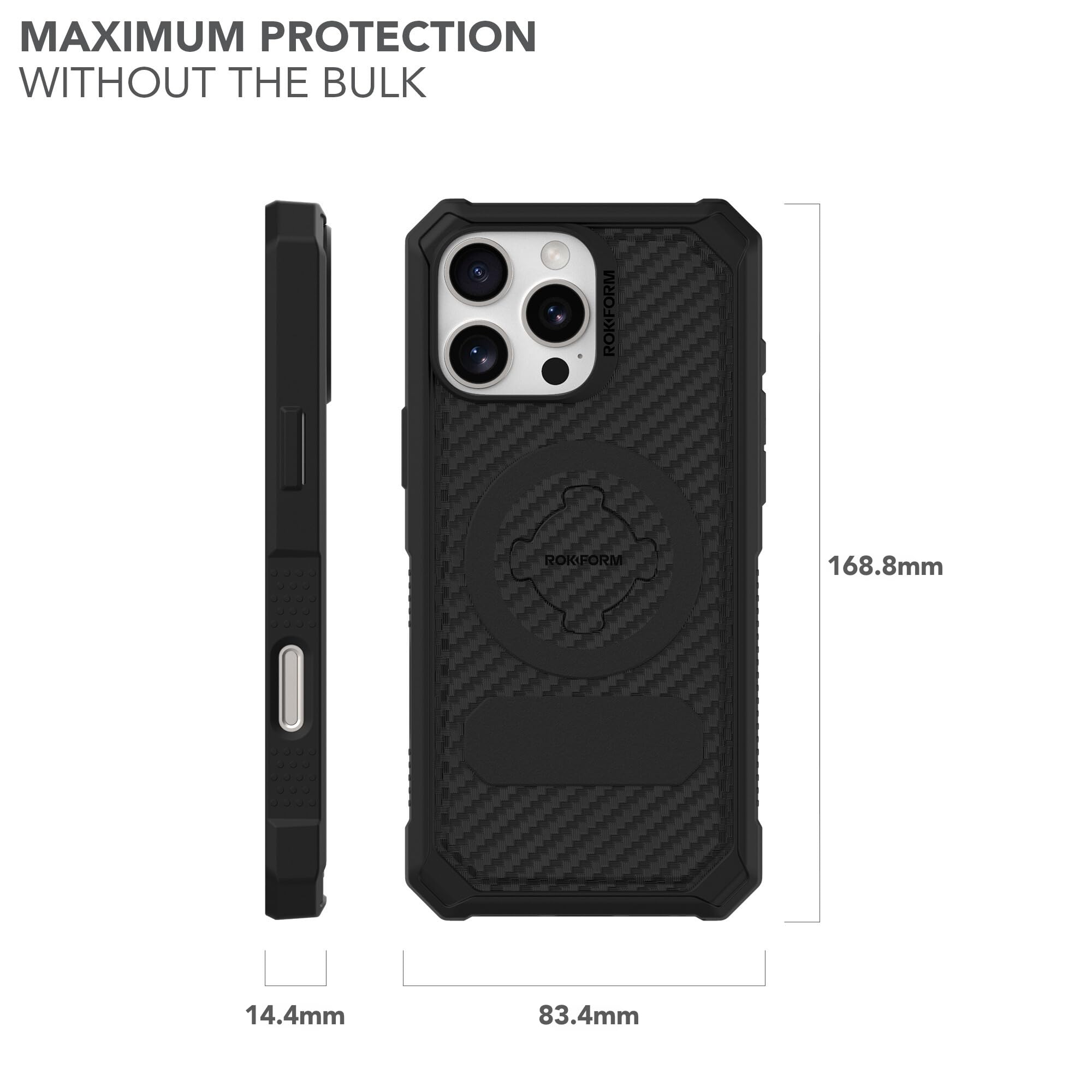 Rokform Rugged Magnetic Case for iPhone 16 Pro Max with RokLock Twist Lock Technology | Drop-Tested Protective Cover | Perfect for Outdoor Adventures, Construction Work & Extreme Sports (Black)