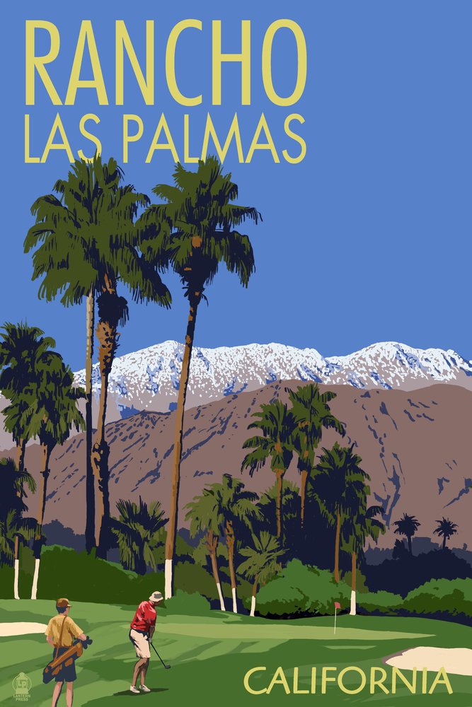 Rancho Las Palmas California Golf Course Wall Art - 12x18 Framed Poster Print for Home & Office Decor - Perfect for Living Room, Bedroom, or Man Cave