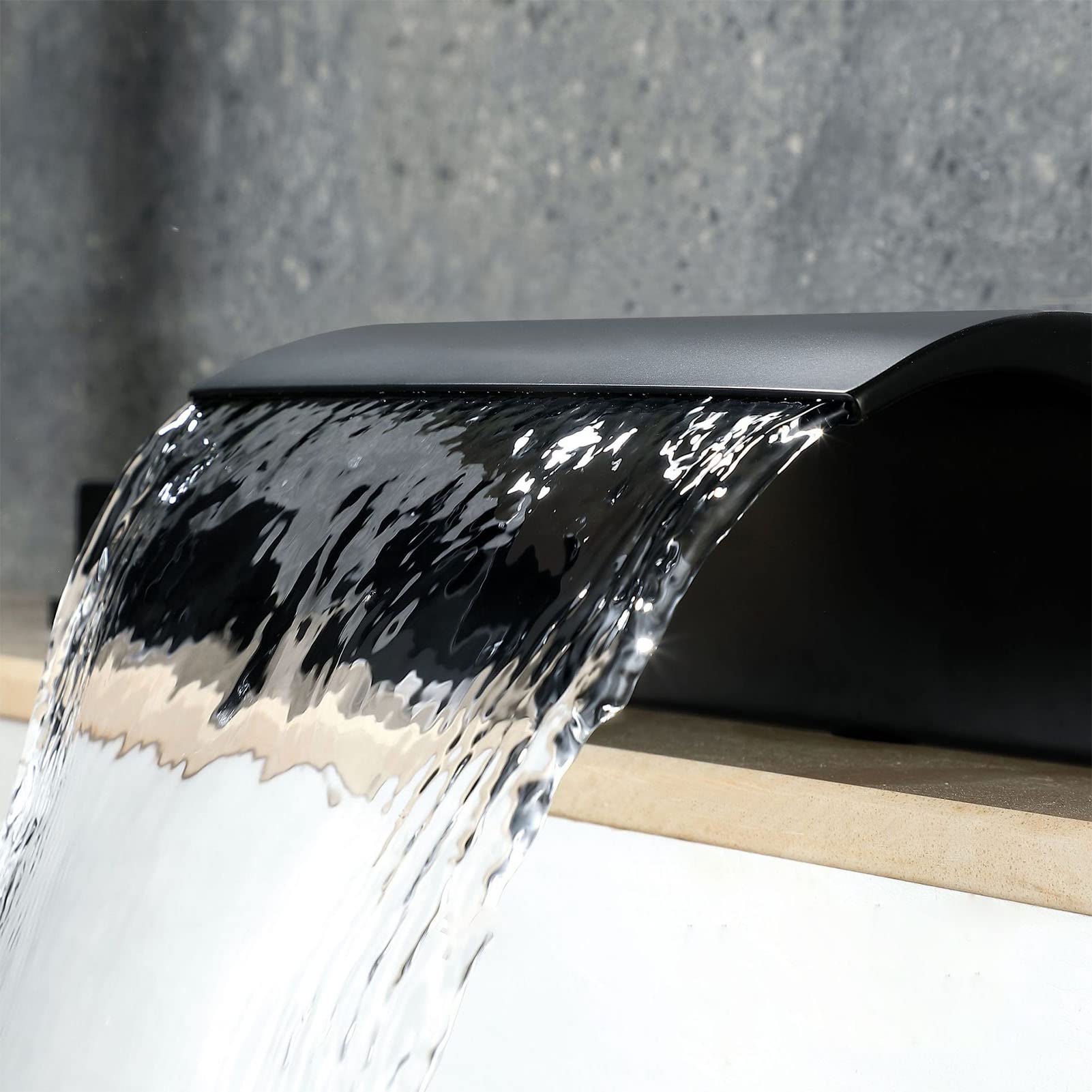 Matte Black Waterfall Bathtub Faucet with Hand Shower - 3 Hole Single Handle Tub Mixer Tap - Modern Brass Bathroom Shower Faucet for Spa-Like Relaxation and Luxurious Bathing Experience