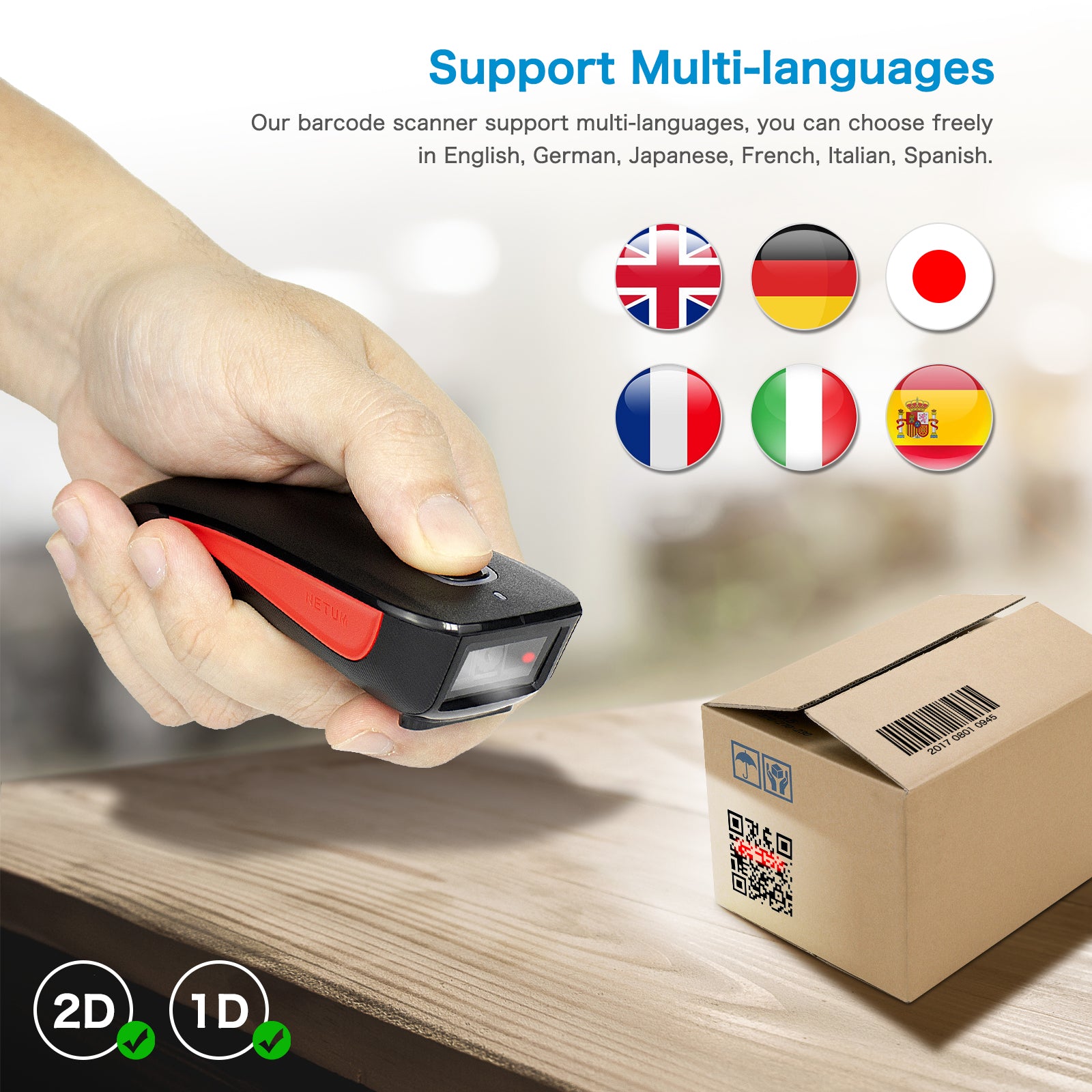 C990 2D Wireless Barcode Scanner - Fast & Accurate QR Code Reader for Retail, Warehouse, and Inventory Management | USB & Bluetooth Connectivity