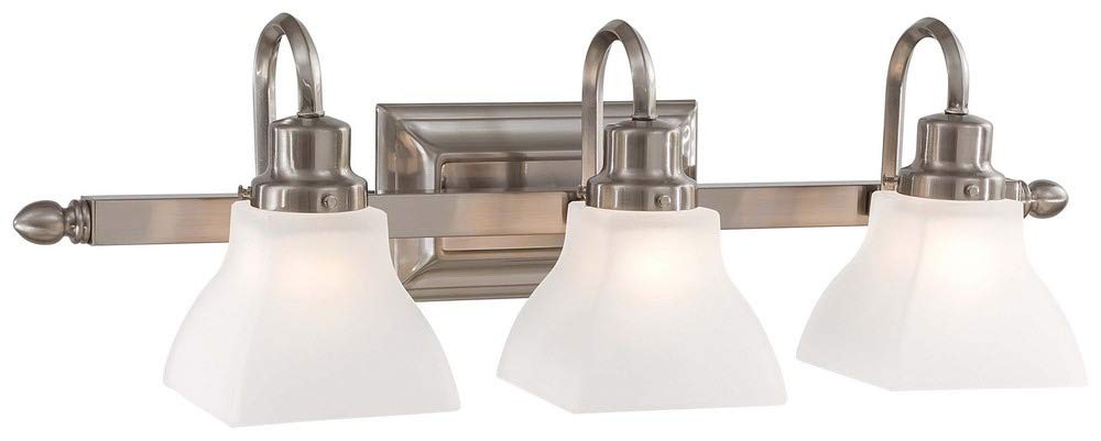Minka Lavery 5583-84 Mission Ridge Reversible Glass Bath Vanity Light Fixture - 3-Light Wall Sconce, 300W Max, Brushed Nickel Finish - Perfect for Bathroom, Powder Room, and Dressing Area Lighting