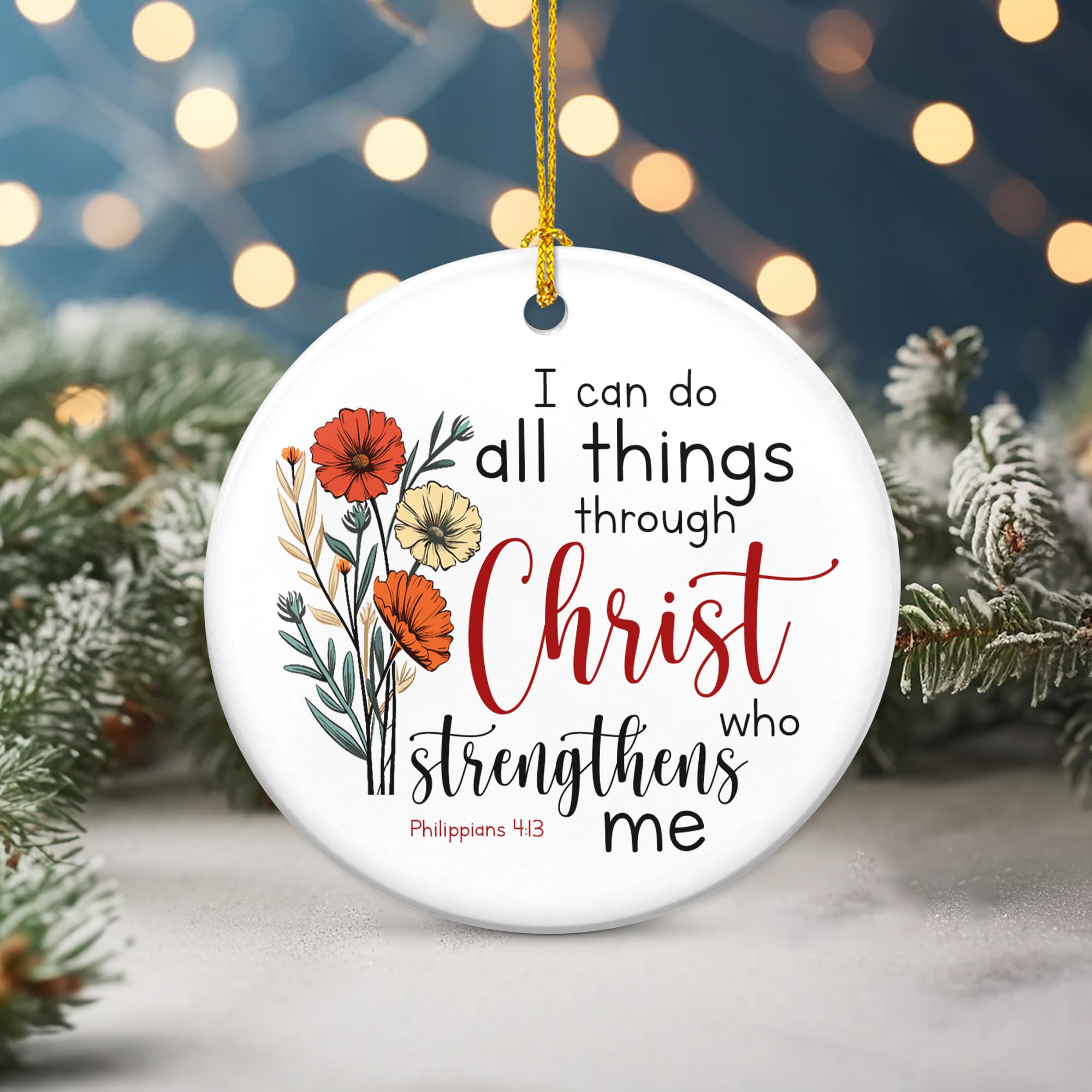 TEEZWONDER Christian Gifts for Women - Inspirational Religious Christmas Ornaments 2024, Catholic Home Decor & Ceramic Tree Decorations - Perfect for Holiday Gifting, Church Events & Spiritual Home Decor