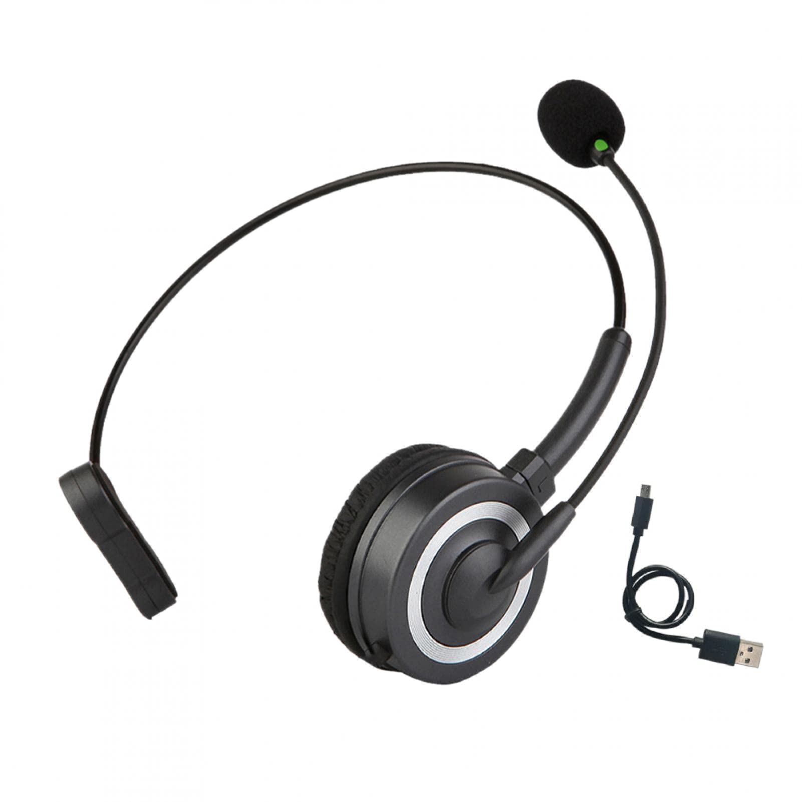 Wireless Bluetooth 5.0 Headset with Noise Cancelling Microphone - Lightweight Comfortable Earphones for iPhone, Android, Laptop, PC - Perfect for Office Work, Online Classes, Call Center, Skype Meetings (Black)