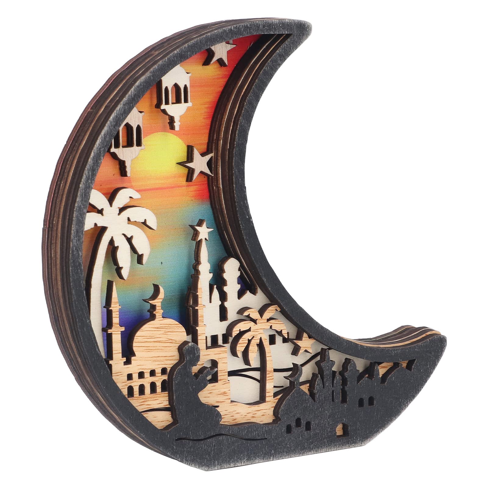 Ramadan Mubarak LED Decorative Lamp - Handcrafted Eid Ornaments with Lights for Home, Bar & Bookshelf Decor | Durable & Beautiful Islamic Festival Lighting for Ramadan & Eid Celebrations