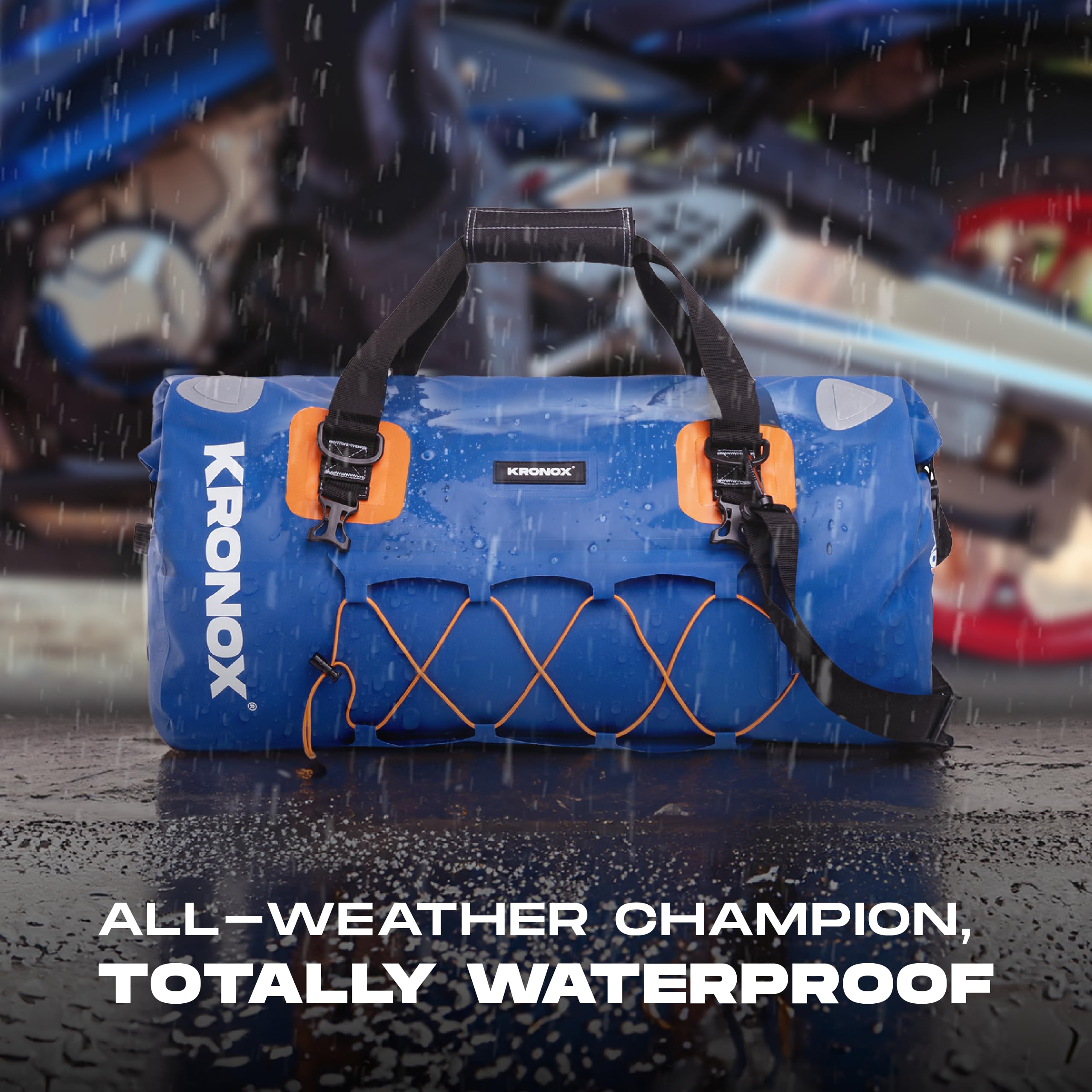 KRONOX Waterproof Motorcycle Duffle Bag - 25L/40L/60L Travel Luggage, Dry Gear Bag for Back Seat, Tail & Rack - Perfect for Camping, Commuting & Adventure Rides