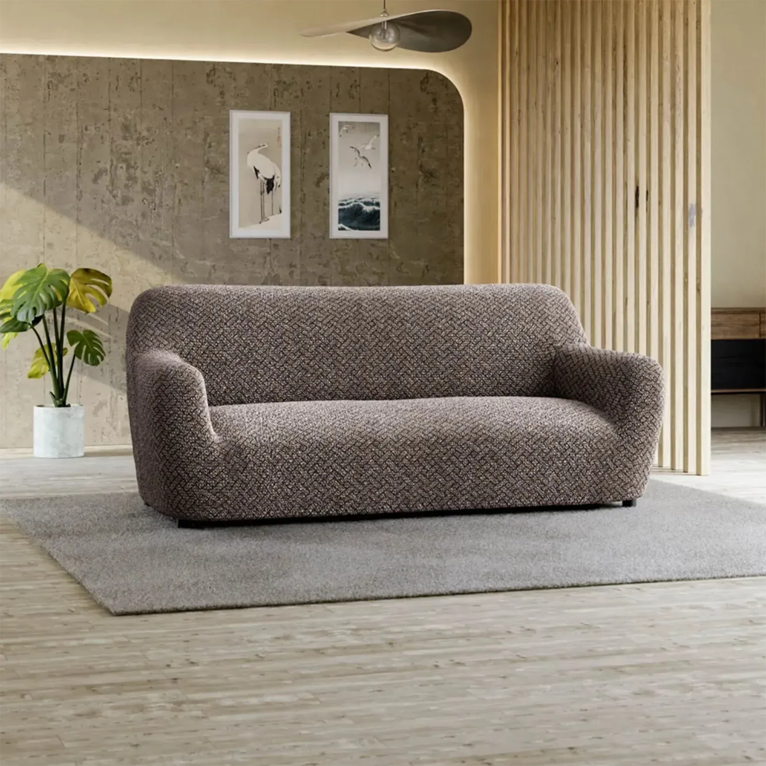3 Seater Sofa Slipcover - Soft Microfiber Printed Fabric - Perfect for Living Room, Family Room & Home Decor