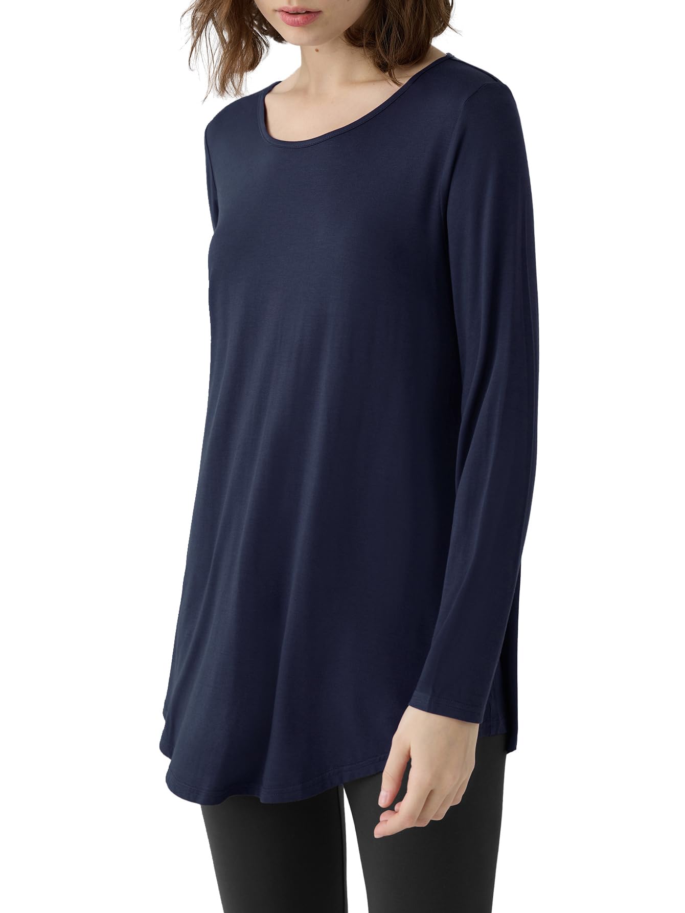 Women's Soft Viscose Long Sleeve Tunic Top - Comfortable Lounge Wear & Sleepwear for Relaxing at Home or Travel