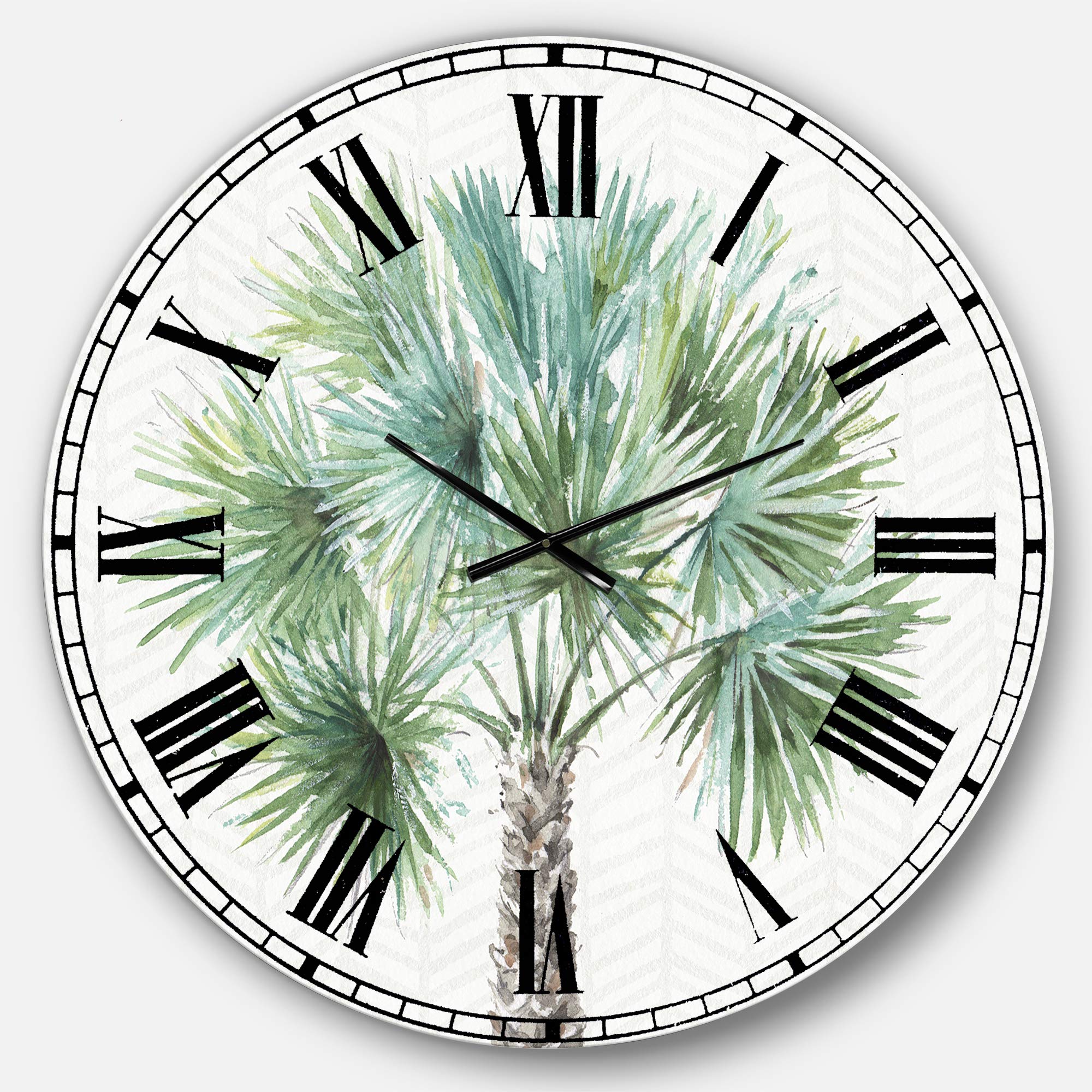 DesignArt 'Mixed Botanical Greens Palms III' Farmhouse Wall Clock - 29
