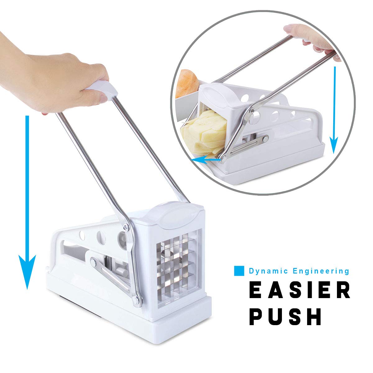 Stainless Steel Potato Chipper & Slicer - ICO Chip Cutter with Ergonomic Handle for Perfect French Fries & Veggie Chips | Ideal for Home Cooking, Restaurants & Food Prep