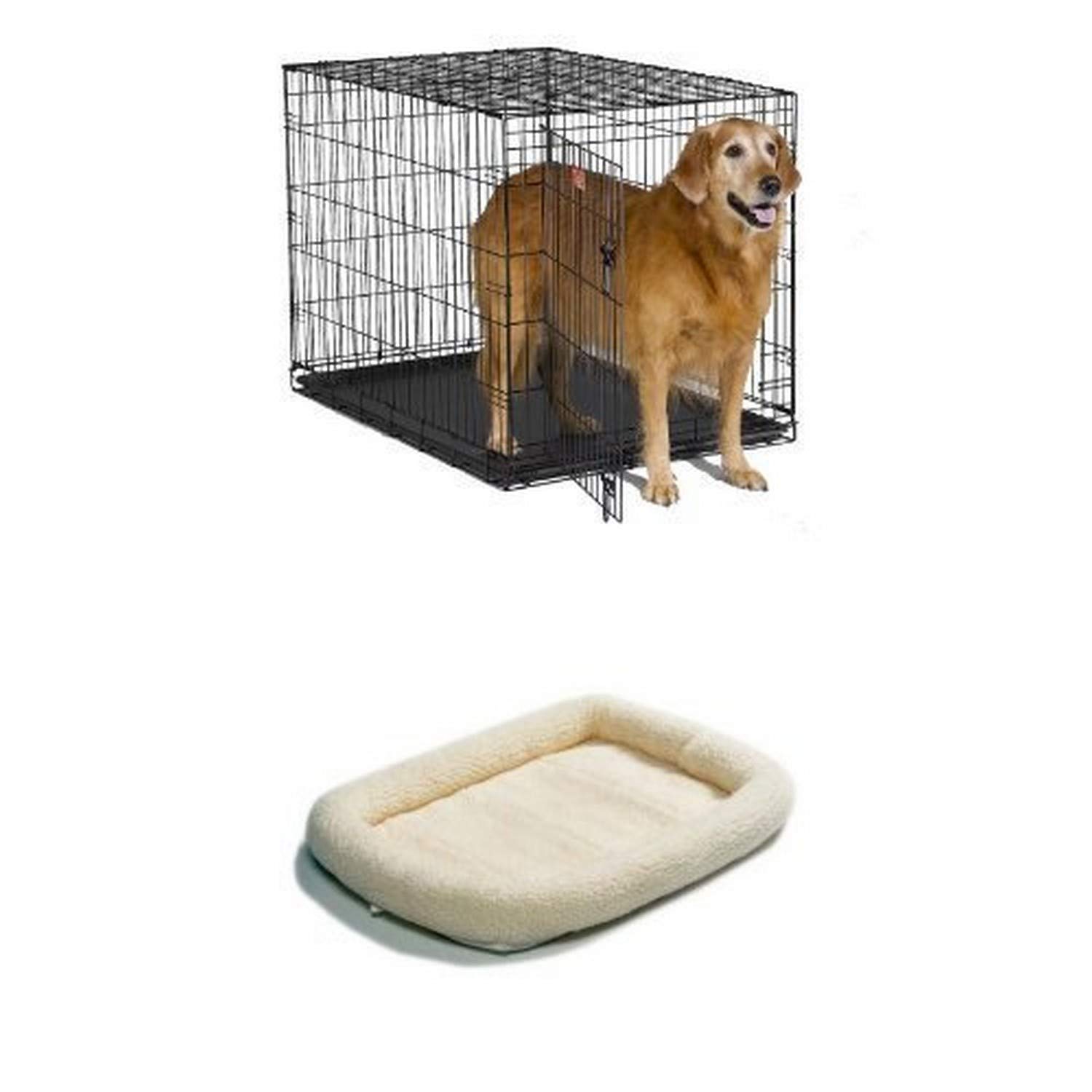 42-Inch Single Door iCrate with Fleece Bed - Heavy Duty Dog Crate for Large Breeds | Portable Pet Carrier for Travel & Home Use | Indoor & Outdoor Training Kennel