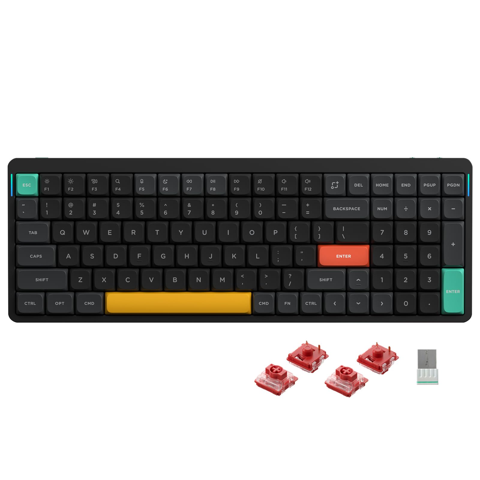 Nuphy Air96 V2 Wireless Low Profile Mechanical Keyboard - 100 Keys Compact Gaming Keyboard with Bluetooth 5.1, 2.4G & Wired Modes for PC, Laptop, Windows & Mac (Black, Gateron Cowberry Switch) - Perfect for Office Work, Gaming & Programming
