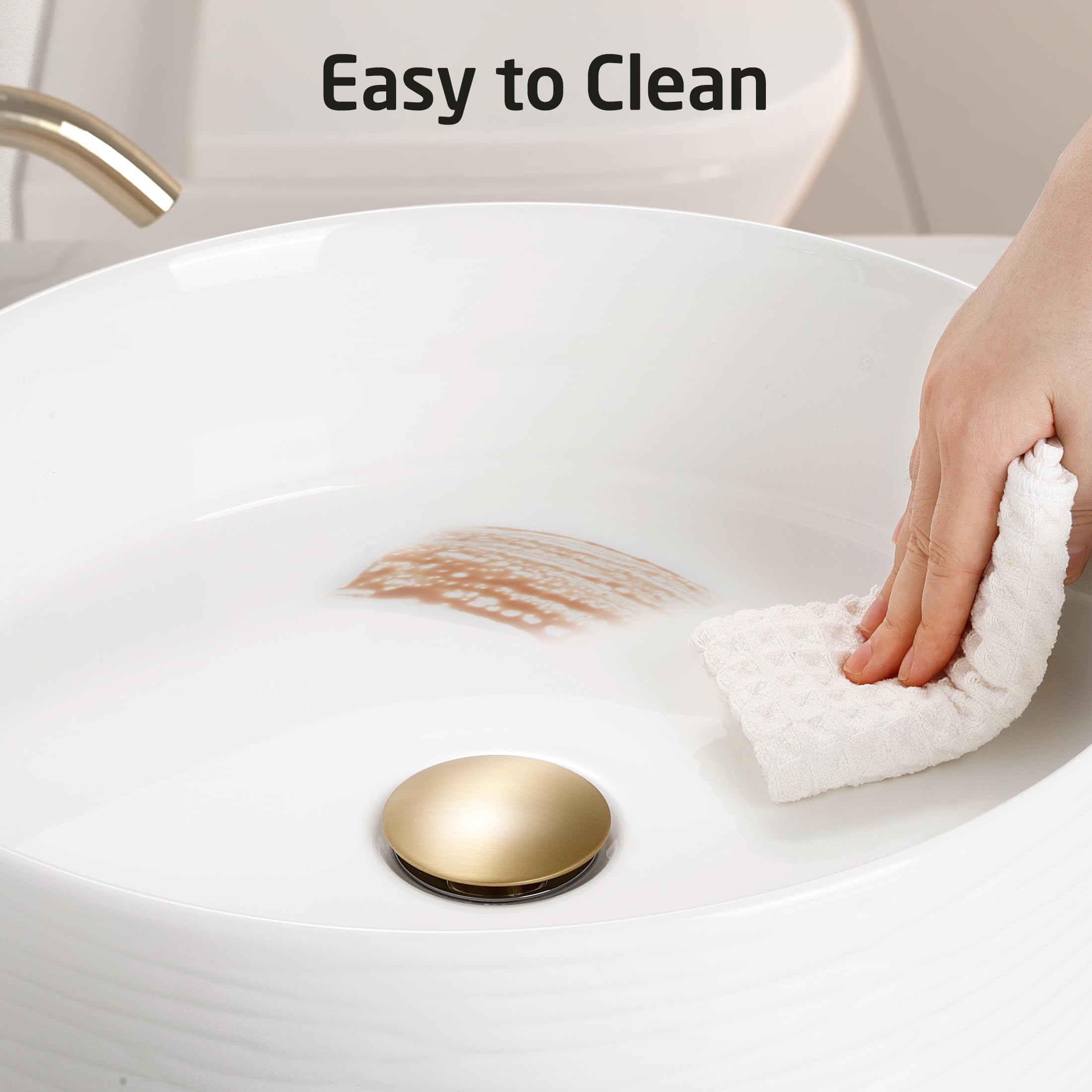 KES 15.8 Inch Round White Ceramic Vessel Sink for Bathroom Vanity - Above Counter RV Countertop Bowl (BVSC138) - Perfect for Modern Home, Hotel & RV Bathroom Renovations