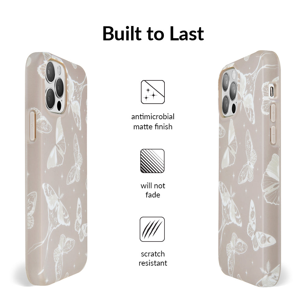 Moonlight Moths iPhone Case - Premium Protective Phone Cover for iPhone 13/14/15 Pro Max - Cute Moth Design - Shockproof & Scratch Resistant - Perfect for Outdoor Adventures, Travel & Daily Use