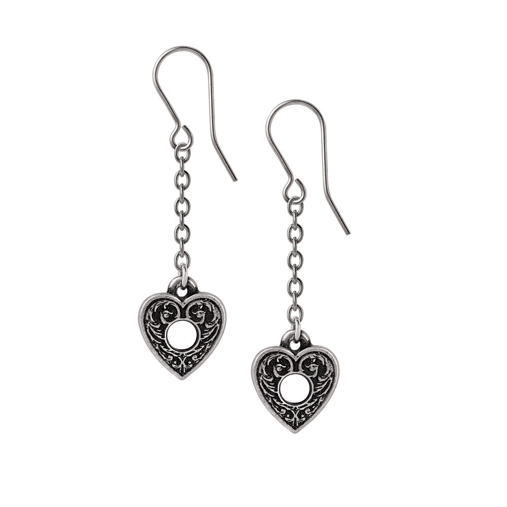 Planchette Heart Earrings - Gothic Ouija Board Jewelry for Women, Unique Dainty Charm Dangle Earrings - Perfect for Halloween, Witchy Aesthetic & Boho Fashion
