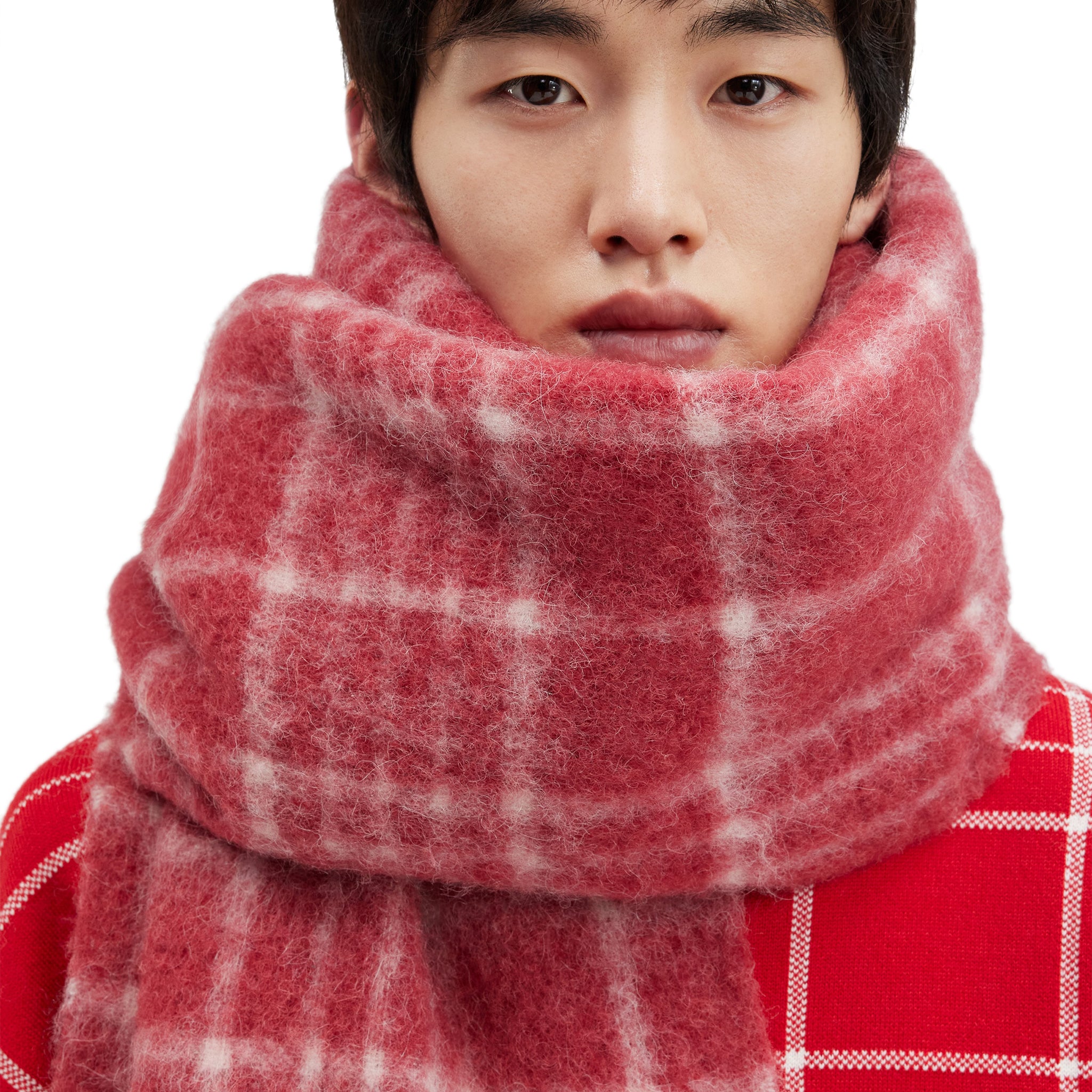 Jacquemus L'echarpe Carro Checked Red Scarf - Stylish Plaid Wool Scarf for Women & Men - Perfect for Winter Fashion, Outdoor Activities & Gift Giving