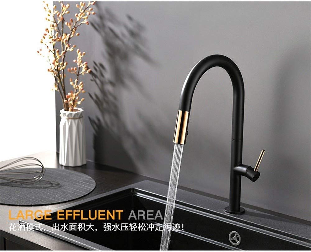 **Pull-Out Kitchen Faucet with Swivel Spout & Sprayer - Modern Single Lever Monobloc Mixer Tap in Black Chrome - Ideal for Cooking, Washing Dishes & Multi-Tasking in the Kitchen**