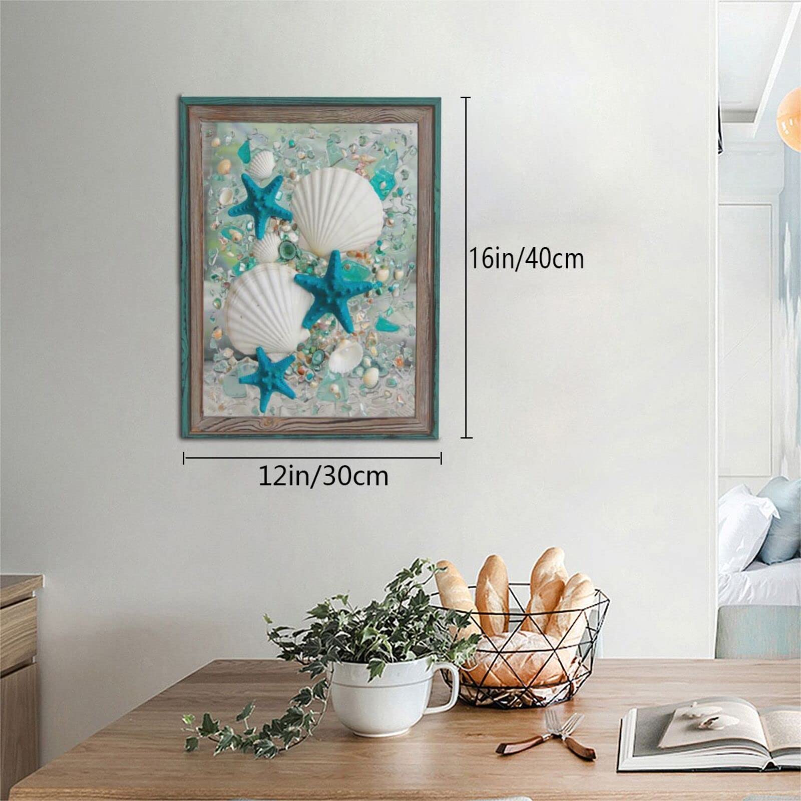 Citari Coastal Wall Art - Starfish and Shells Canvas Print | Beach Themed Decor for Bathroom, Bedroom & Living Room | Perfect for Coastal, Nautical or Beach House Style Interiors