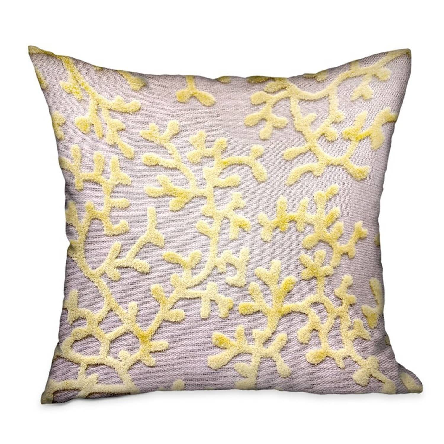 Luxury Floral Throw Pillow - Lemon Reef Yellow & Cream - Soft Decorative Cushion for Sofa, Bed, Living Room - Home Decor Accent Pillow