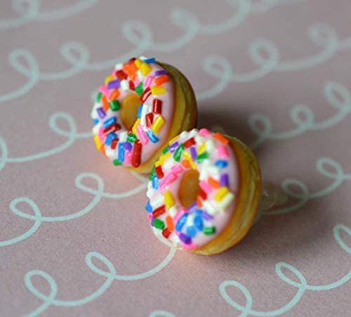 Strawberry Pink Donut Stud Earrings - Cute Food Jewelry for Women & Girls - Perfect for Parties, Gifts & Everyday Wear
