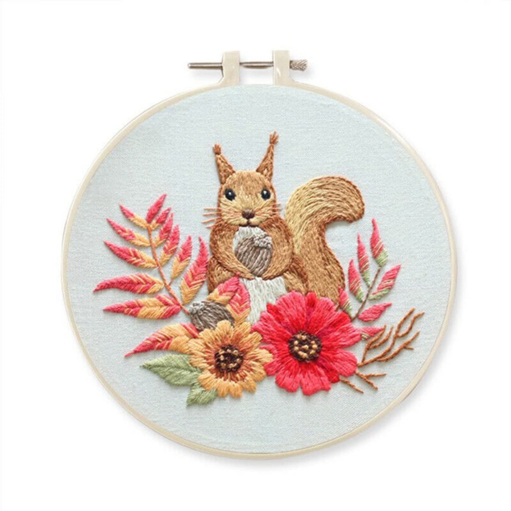 Beginner Embroidery Kit for Adults - Complete Starter Needlework Set with Flower & Plant Patterns, Bamboo Hoop & Colorful Threads | DIY Handmade Crafts for Home Decor, Gifts & Relaxation
