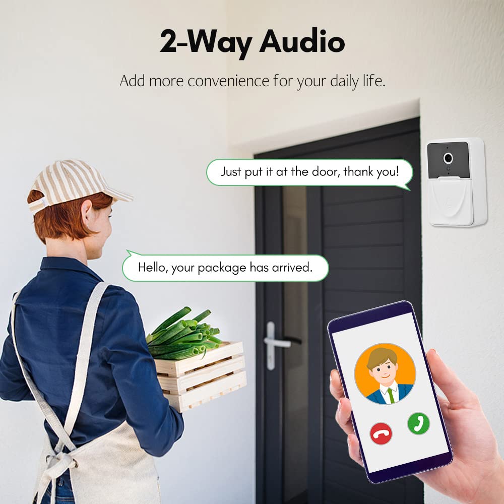 Splenssy Smart WiFi Doorbell Camera - Wireless Video Door Phone with Night Vision, 2-Way Audio, Cloud Storage & Rechargeable Battery - Ideal for Home Security & Smart Monitoring