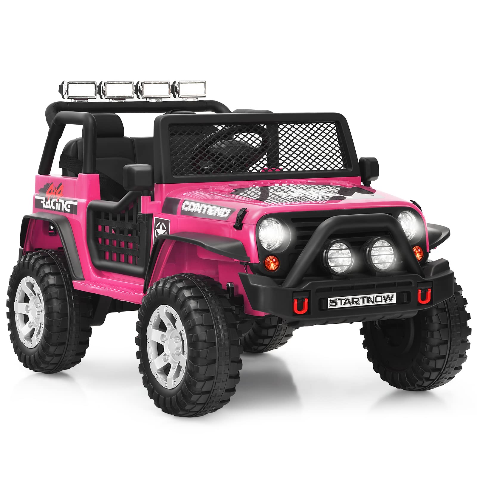 Olakids 12V 2-Seat Battery Powered Electric Ride-On Truck for Kids - Remote Control Toy Car with Spring Suspension, LED Lights & Music - Perfect for Outdoor Play, Birthday Gifts & Toddler Transportation