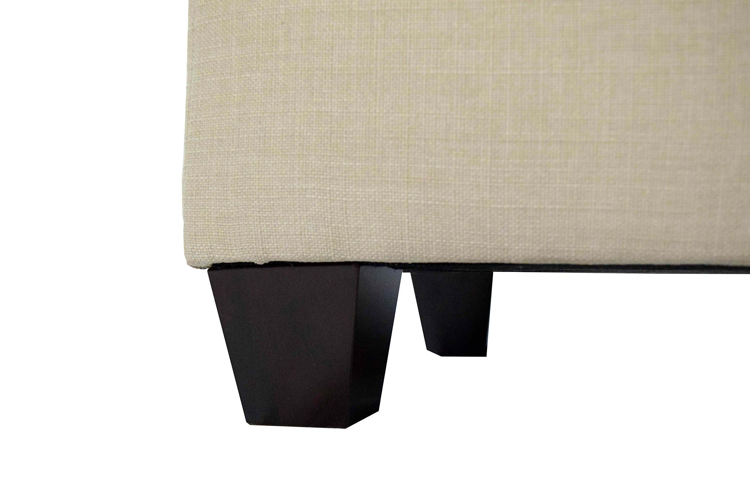 MJL Fabric Upholstered Storage Bench with Linen Compartment - Beige Bedroom Organizer for Blankets, Pillows & Seasonal Clothing | Space-Saving Ottoman Seat for Dorm, Guest Room & Apartment