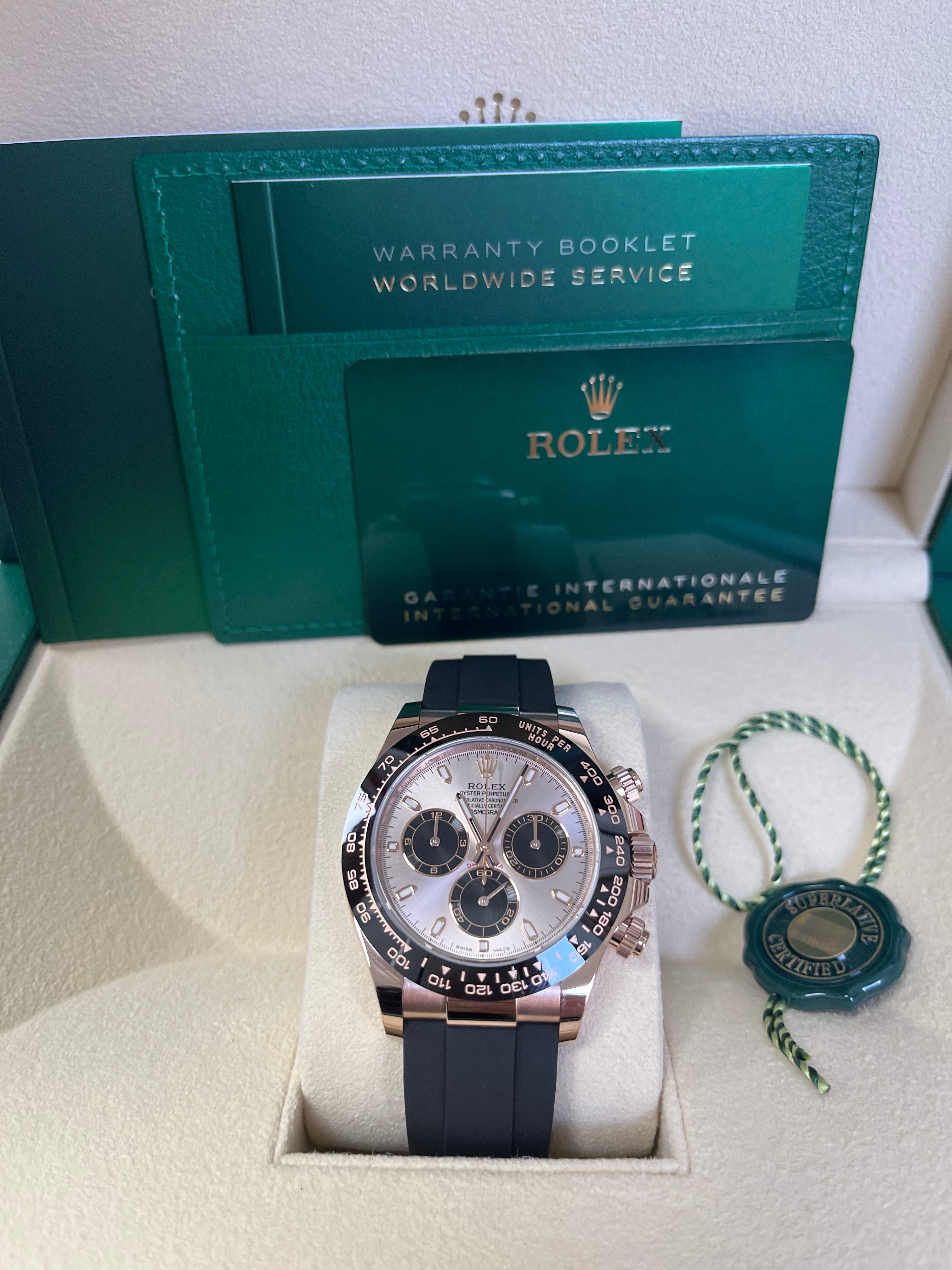 Rolex Cosmograph Daytona Rose Gold Watch with Black Subdials & Oysterflex Bracelet (Ref. 116515LN) - Luxury Men's Chronograph for Business, Racing & Special Occasions