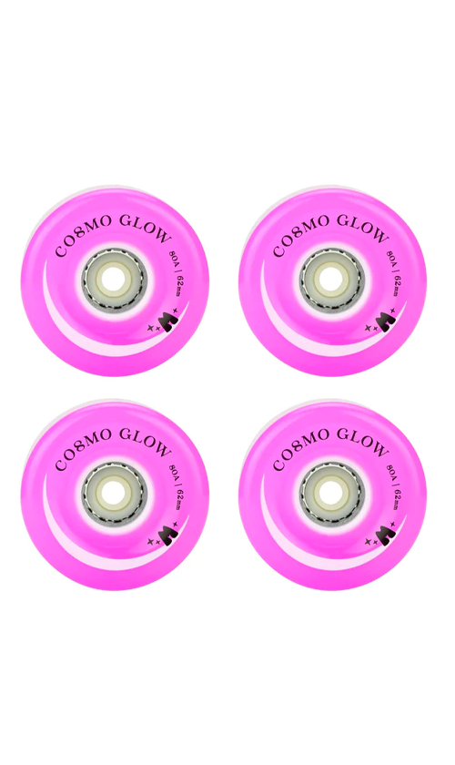 Moxi Cosmo Glow Wheels - Purple Haze (Pack of 4) | LED Light Up Roller Skate Wheels for Night Skating, Rink Parties & Outdoor Fun