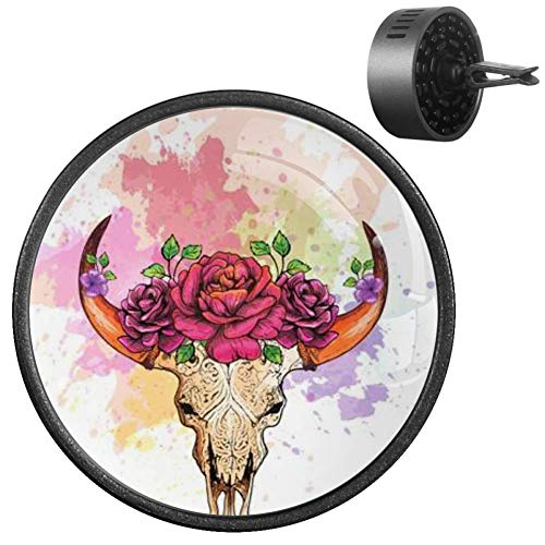 2Pcs Cow Skull Car Diffuser with Horns - Aromatherapy Car Air Freshener Decor for Home, Office & Travel Use