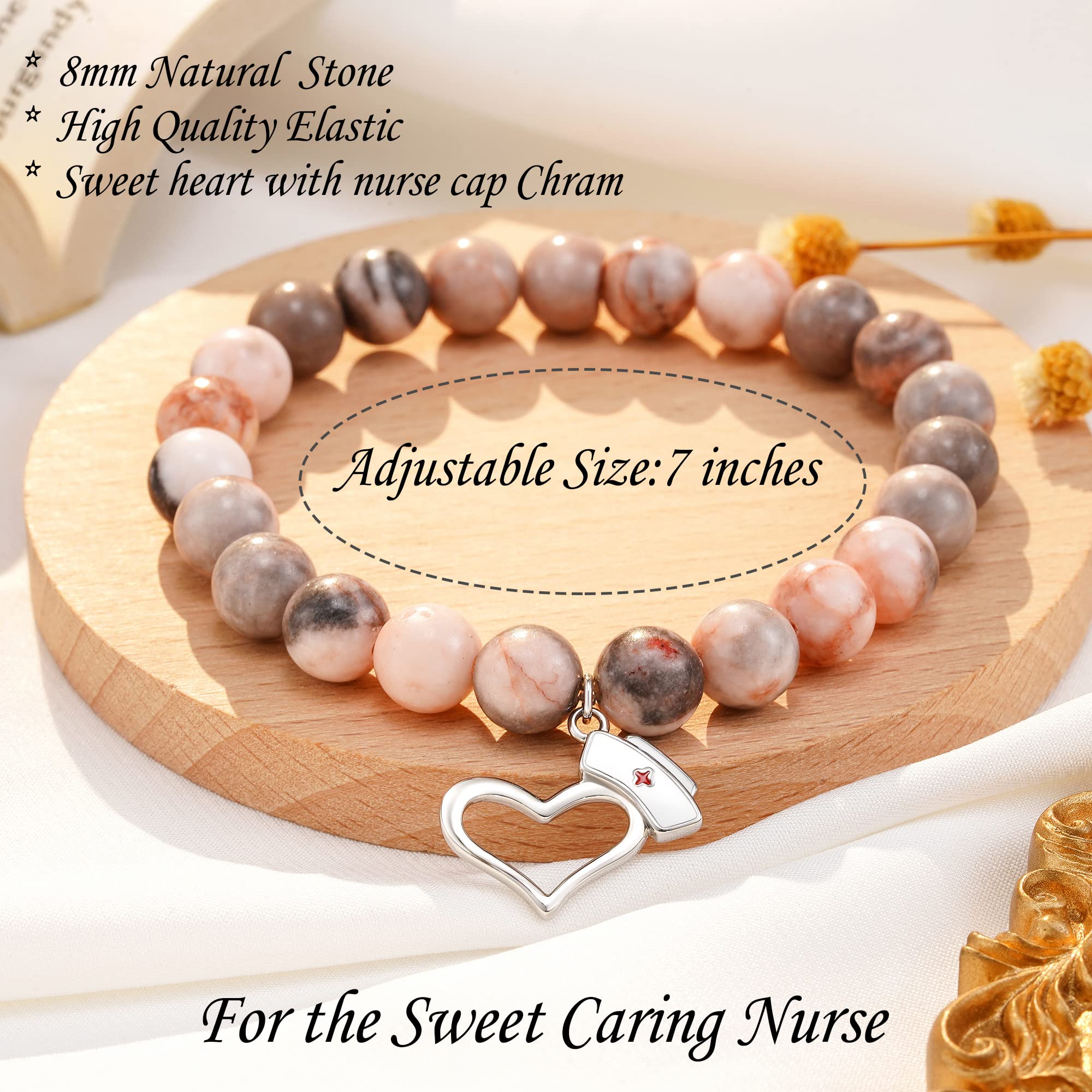 Natural Stone Nurse Bracelet for Women - Thoughtful Nursing Student & Nurse Practitioner Graduation Gift - Perfect for Appreciation, Birthday & Special Occasions
