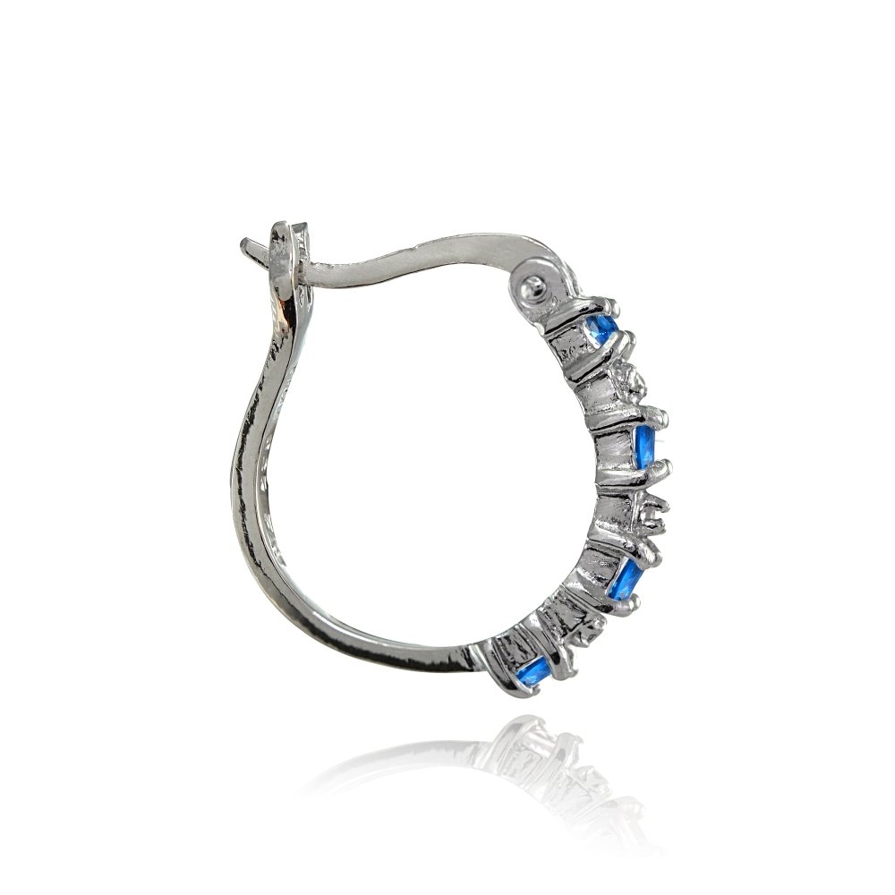 Styling Sterling Silver Polished Simulated Gemstone Round Hoop Earrings for Women - Perfect for Everyday Wear, Parties & Special Occasions