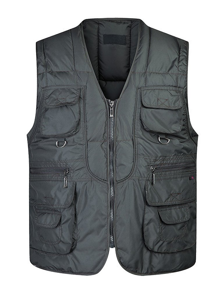Lentta Men's Casual Winter Thick Zipper Vest - Cotton Quilted Down Jacket with Pockets | Warm Fleece Lined Coat for Outdoor Activities, Hiking & Daily Wear