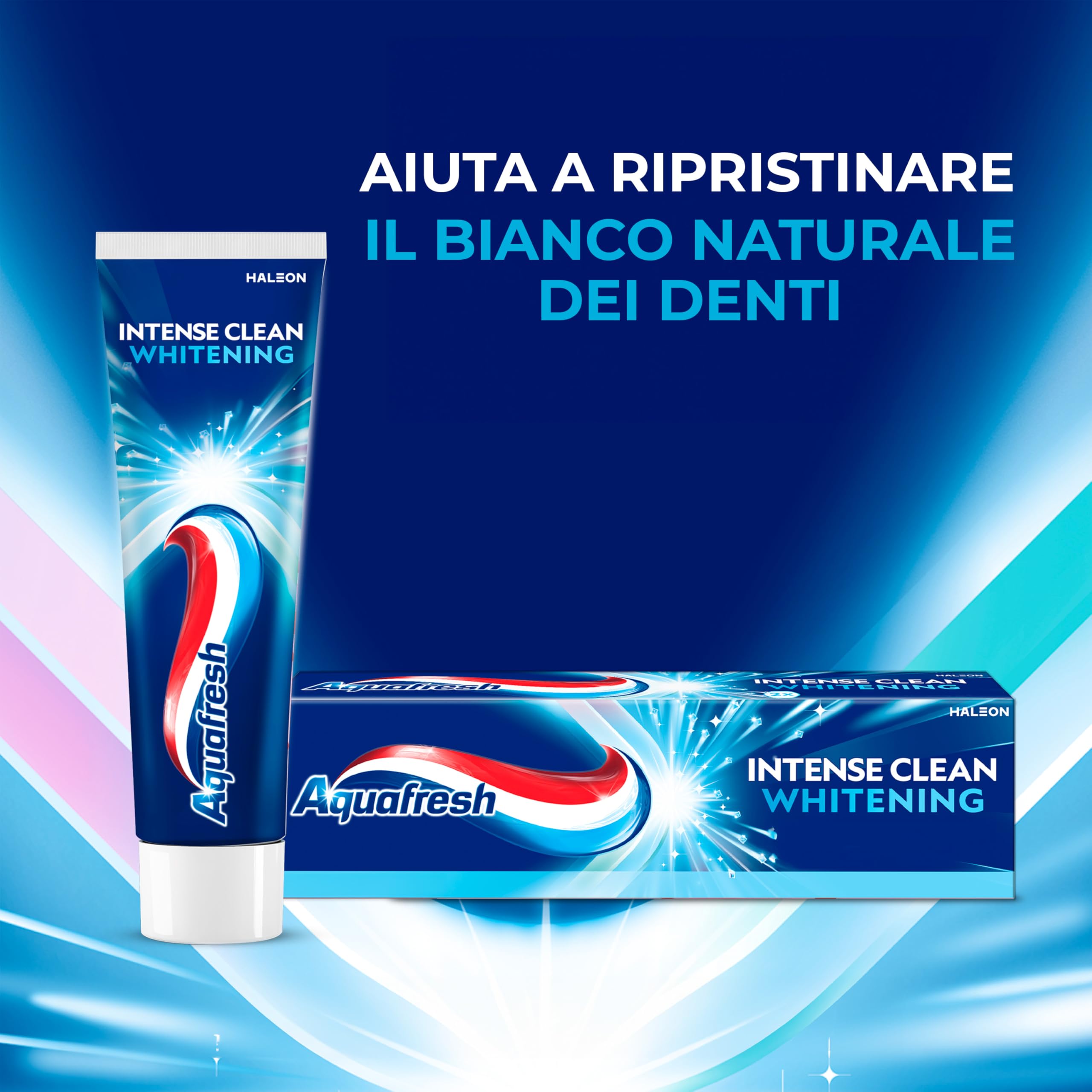 Aquafresh Intense Clean Whitening Toothpaste - Deep Stain Removal & Teeth Whitening, 12-Pack (12 x 75ml) | Fresh Breath for Daily Oral Care & Confidence Boost
