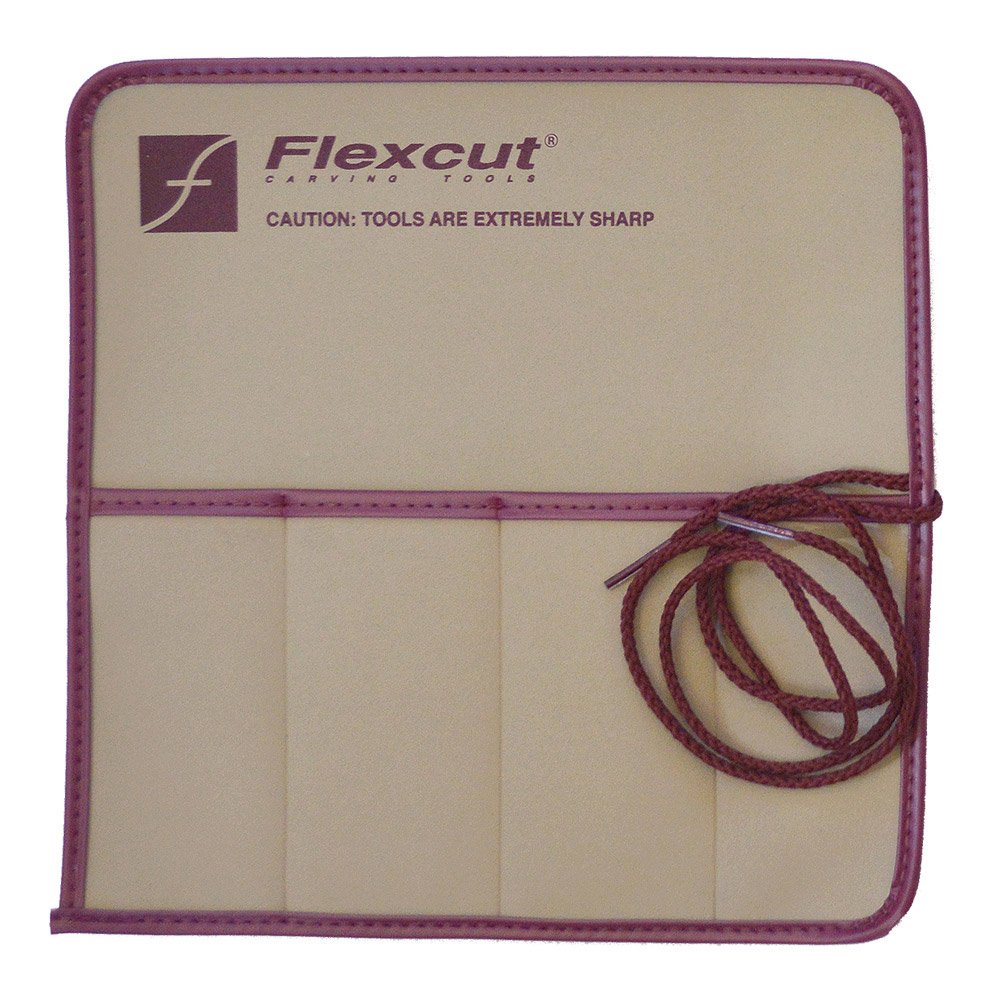 Flexcut KN00 Knife Roll with 4 Pockets - 3.4 Oz Leather Tool Holder for Wood Carving & Whittling - Perfect for Artists, Craftsmen & Outdoor Enthusiasts