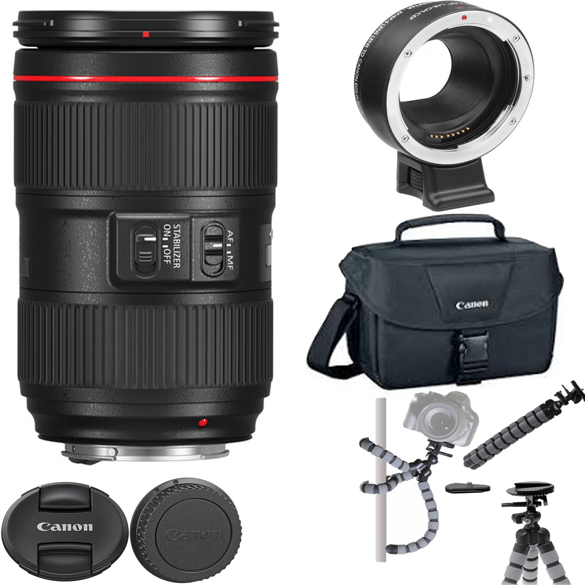 Canon EF 24-105mm f/4L IS II USM Lens for Canon DSLR Cameras - Includes Lens Adapter, Carrying Case & Flexible Spider Tripod - Perfect for Travel, Portrait & Landscape Photography