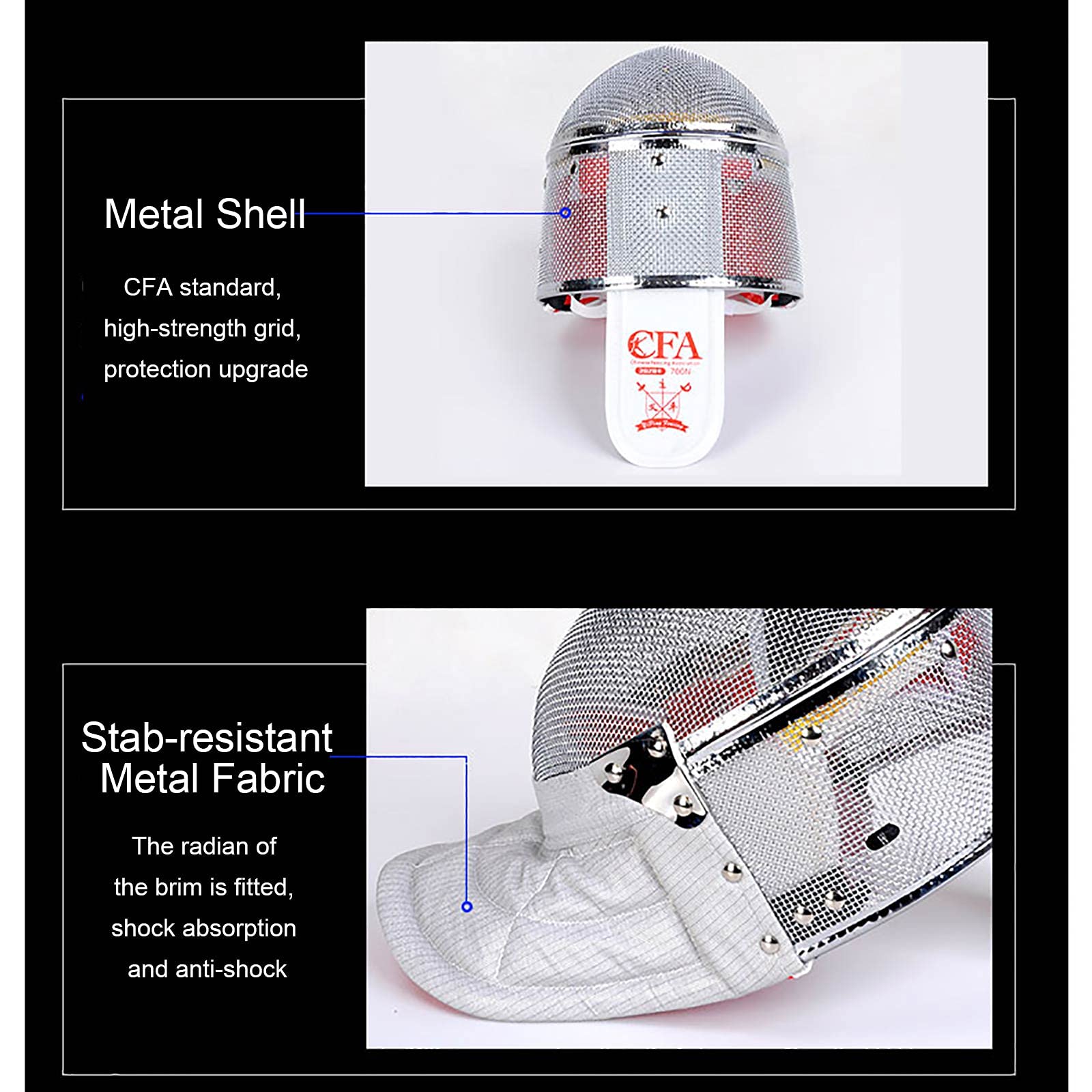 CFA 1600N Certified Fencing Sabre Mask - National Grade Protective Helmet for Fencing | Competition & Training Safety Gear for Sabre Fencers