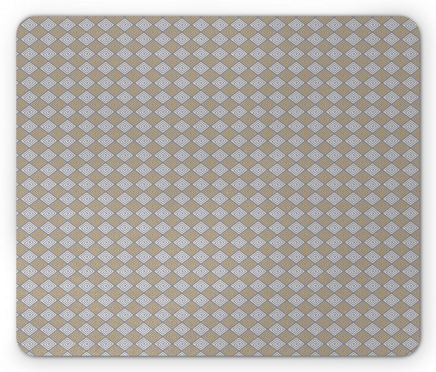 Ambesonne Neutral Color Mouse Pad - Geometric Modern Bicolor Contemporary Squares Design, Non-Slip Rubber Base, Standard Size Rectangle Mousepad in Dimm Gray, Tan & White | Perfect for Office, Gaming & Home Computer Setup