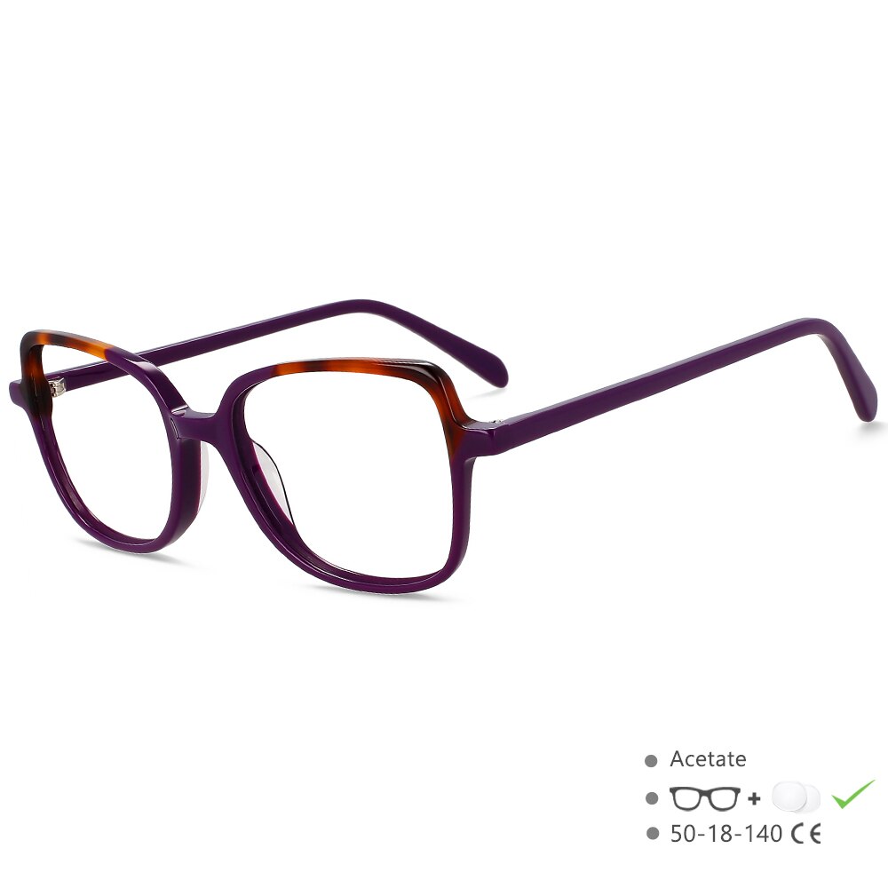 CCspace Unisex Full Rim Square Cat Eye Acetate Titanium Eyeglasses 55908 - Stylish & Durable Glasses for Work, Reading & Fashion