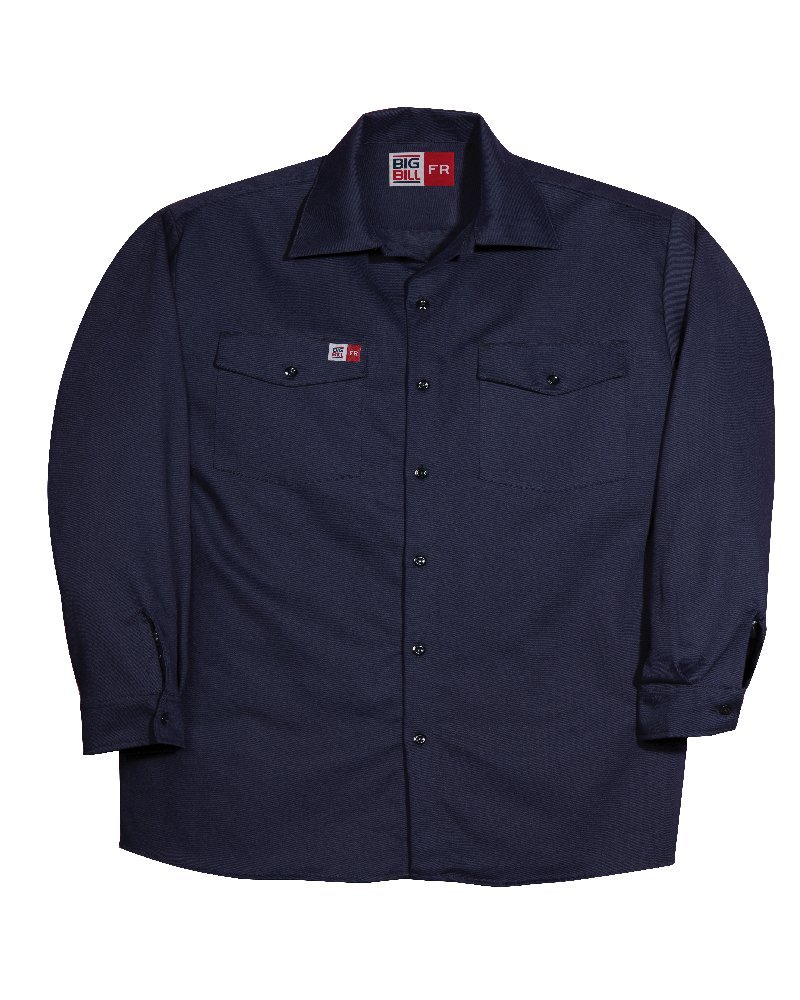 Big and Tall Navy Blue USA-Made Flame Resistant Work Shirts for Men - Heavy Duty FR Safety Shirts for Construction, Oil Rig & Industrial Workers