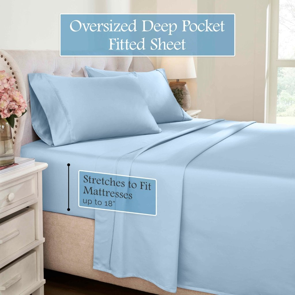 Luxury 1200 Thread Count Egyptian Cotton Deep Pocket Bed Sheet Set - Queen Size, Soft & Breathable for Ultimate Comfort - Perfect for Master Bedroom, Guest Room & Hotel Use