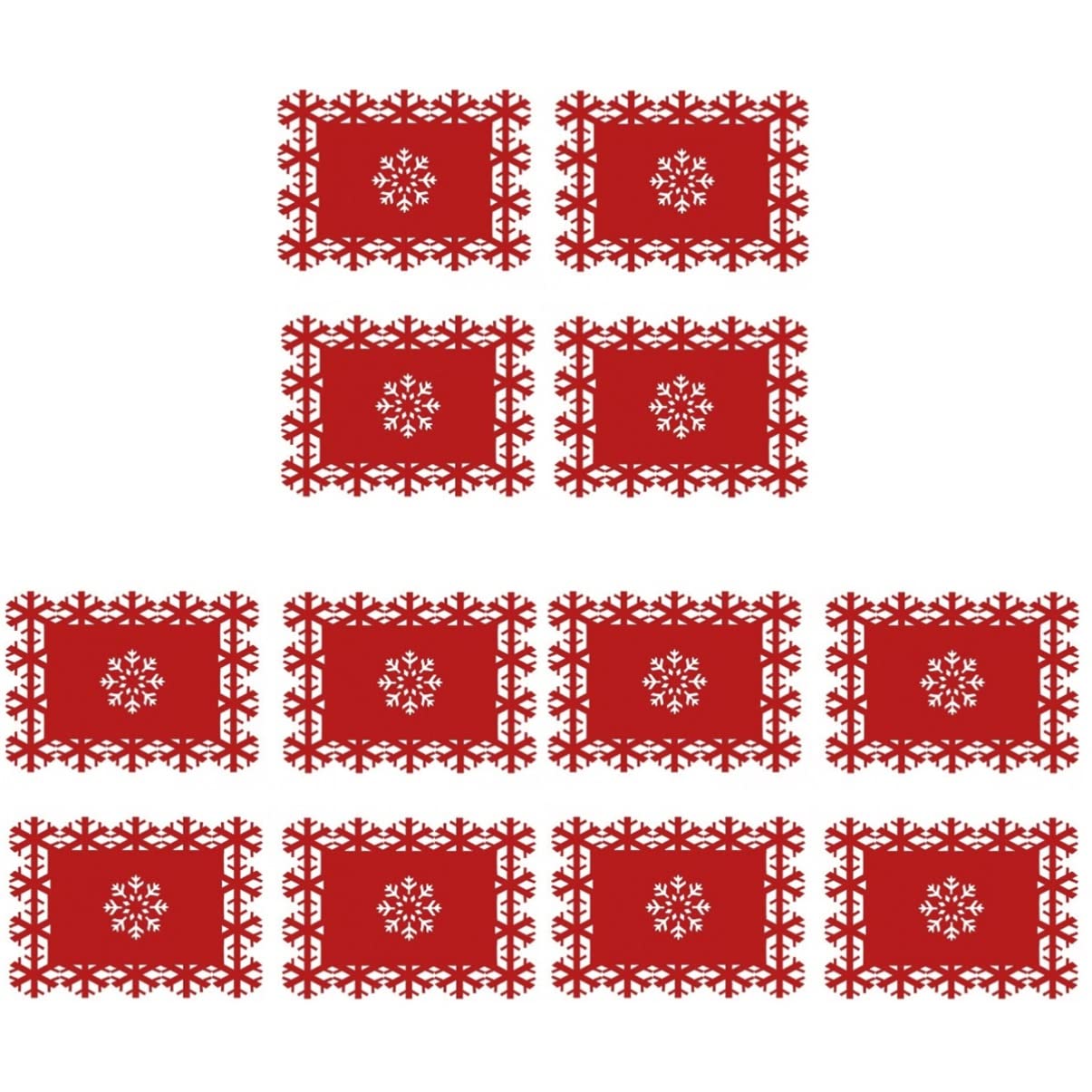 ABOOFAN 12-Piece Christmas Placemats Set - Snowflake Design Felt Table Mats for Holiday Dining Decor, Xmas Dinner Party & Winter Home Decor