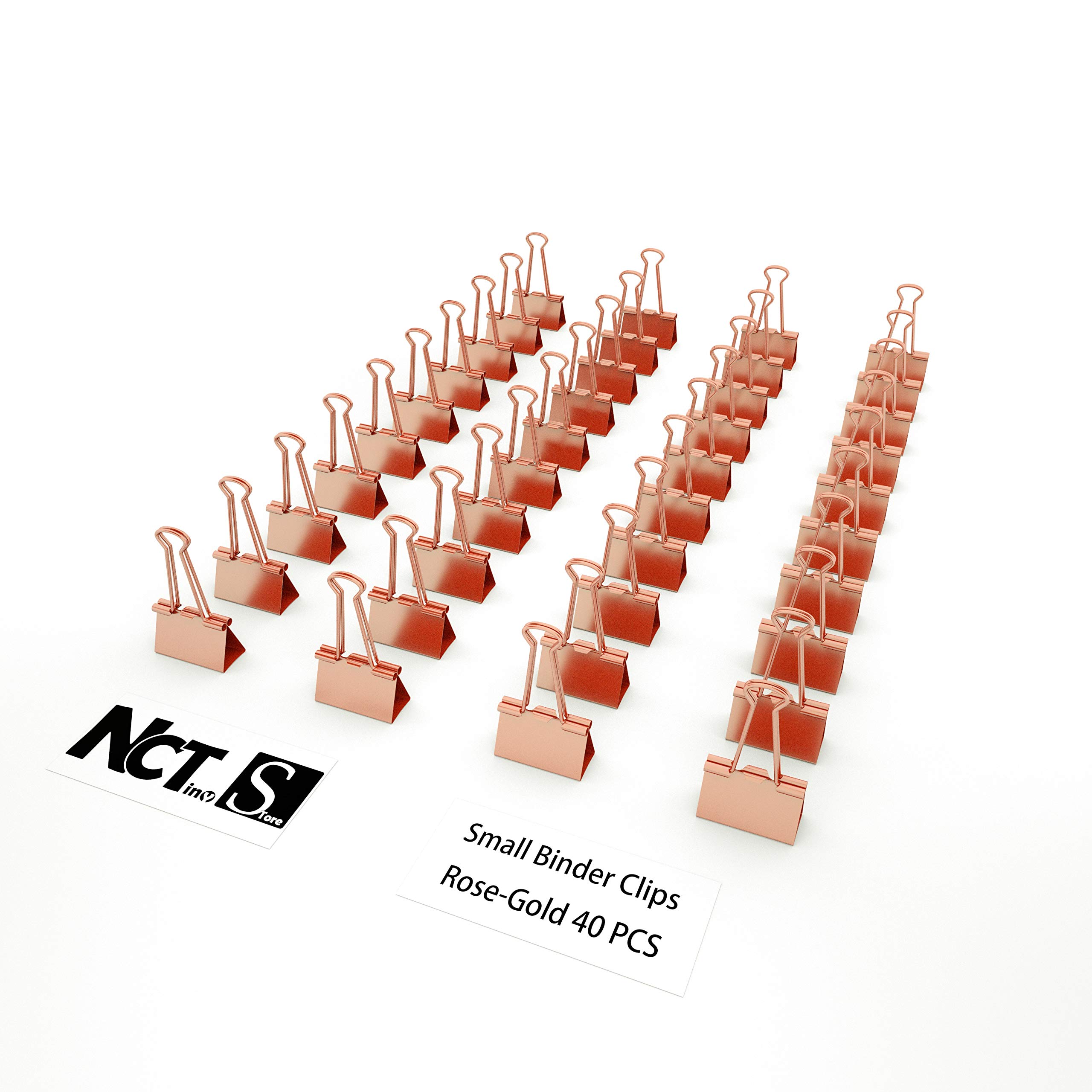 Rose Gold Metal Binder Clips - Small 0.75 Inch (19mm) 40-Pack - Perfect for Office, School, and Home Document Organization