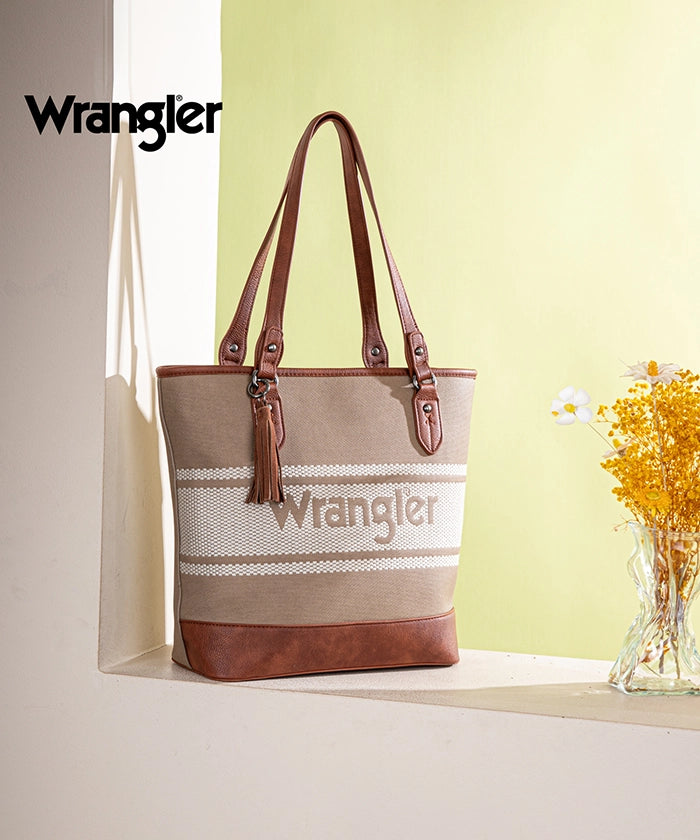 Wrangler Embroidered Canvas Tote Bag for Women - Durable & Stylish Shopping, Beach & Travel Tote - Perfect for Work, Gym & Daily Use