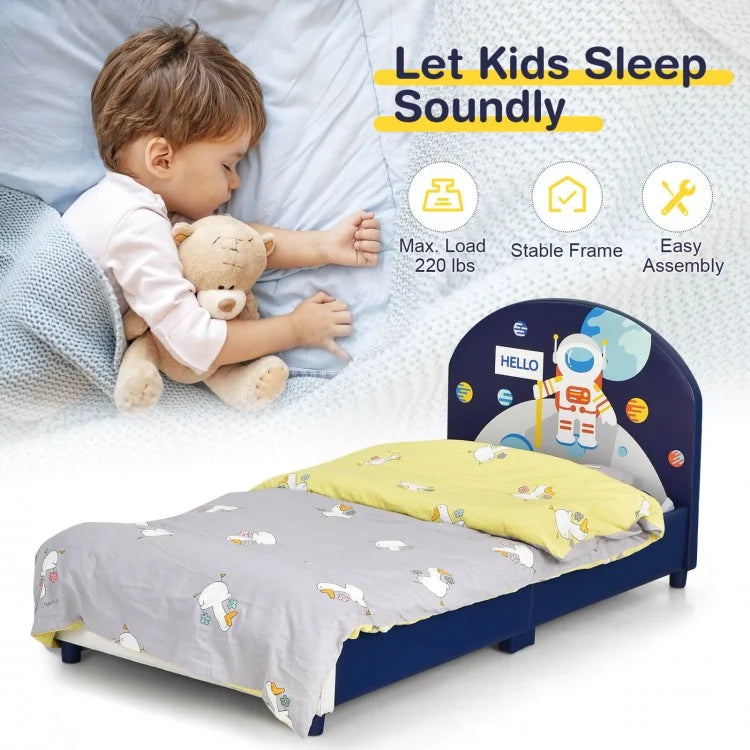 Kids Upholstered Platform Bed with Headboard and Footboard - Twin/Full/Queen Size Upholstered Bed Frame for Boys & Girls - Perfect for Bedroom, Nursery, or Guest Room