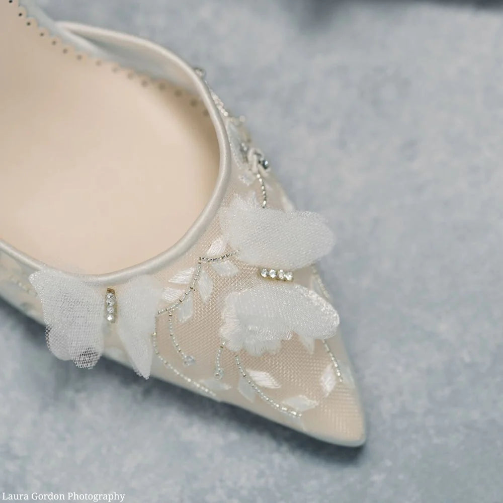 Eve Ivory Butterfly Heels - Elegant Women's High Heel Sandals for Weddings, Parties & Special Occasions | Comfortable & Stylish Dress Shoes
